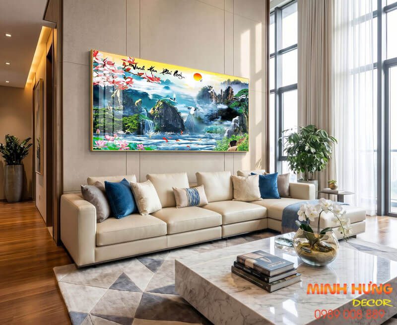 Tranh tráng gương chủ đề sơn thủy hữu tình